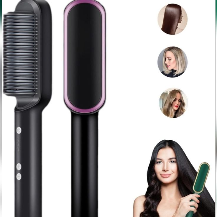 Black Ion Hair Straightener High Speed Heating Brush New _ Color_ Black _ Size_ Os