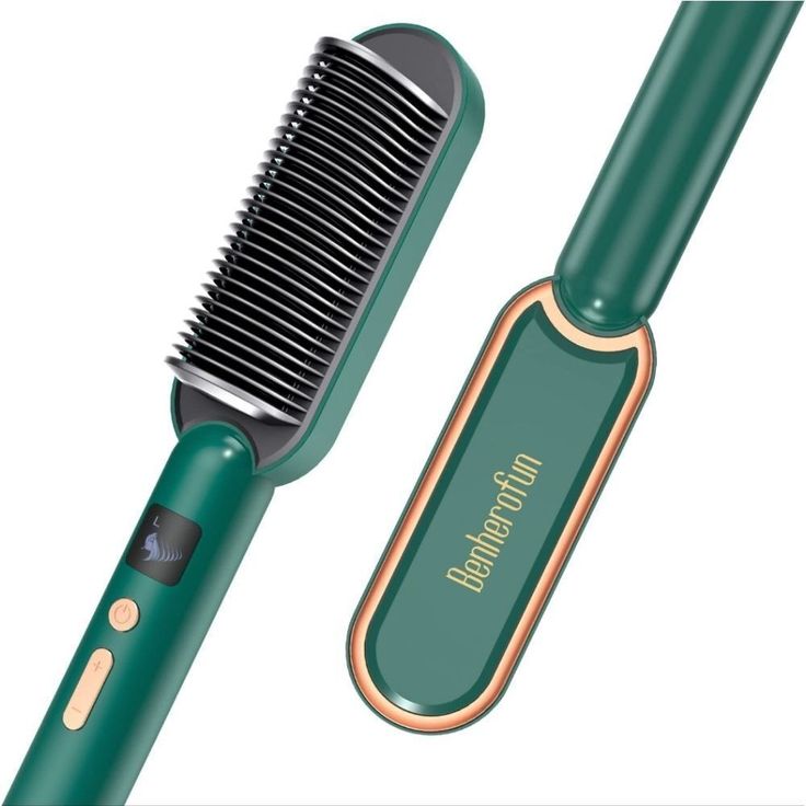 Nib Hair Straightener Brush - Ionic Hair Straightener Comb 3 Temperature _ Color_ Green _ Size_ Os